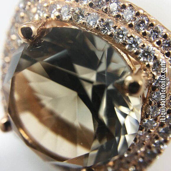 Gorgeous 18K Rose Gold Smoky Quartz and Diamond Ring. Over 1CT in Diamonds! - Picture 5 of 10
